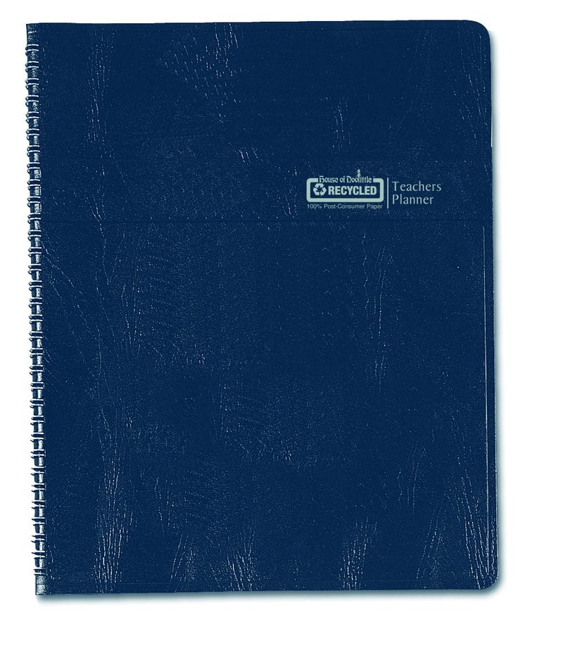 House of Doolittle 50907 Teacher's Planner, Embossed Simulated Leather Cover, 11 x 8-1/2, Blue - Image 1